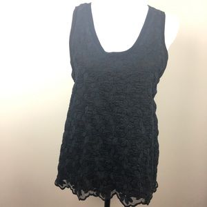 J. Crew Black Lace Front Tank